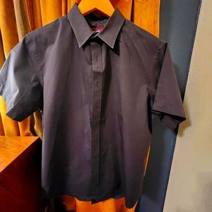 Mens Black Medium Short Sleeve Untuckit Shirt